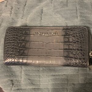 Michael Kors Navy Crocodile Embossed Wallet